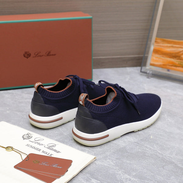 LP lady Flexy Walk Sneaker Navy Blue mix Orange Wool and Calfskin 310450