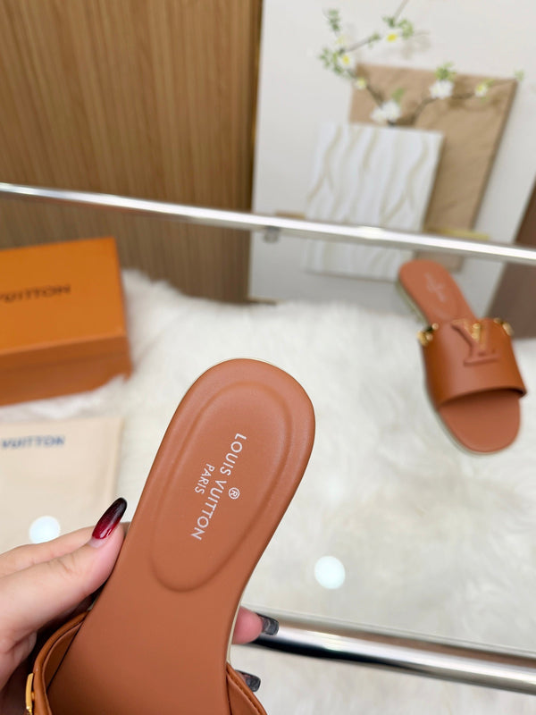 LV Mare Flat Mule Brown Sheepskin