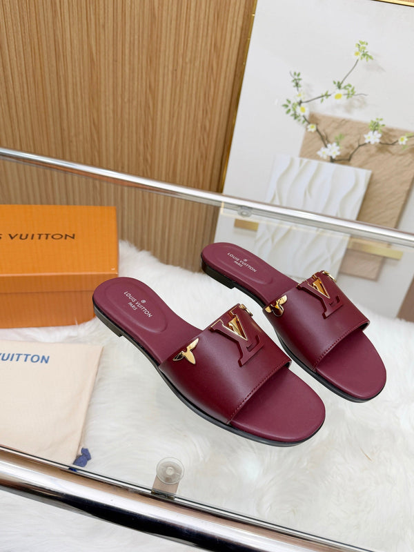 LV Mare Flat Mule Burgundy Sheepskin