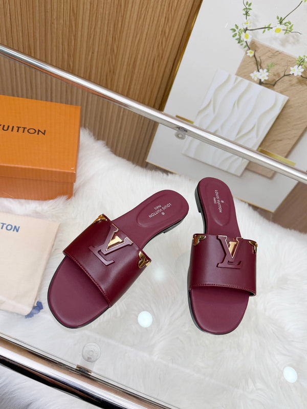LV Mare Flat Mule Burgundy Sheepskin