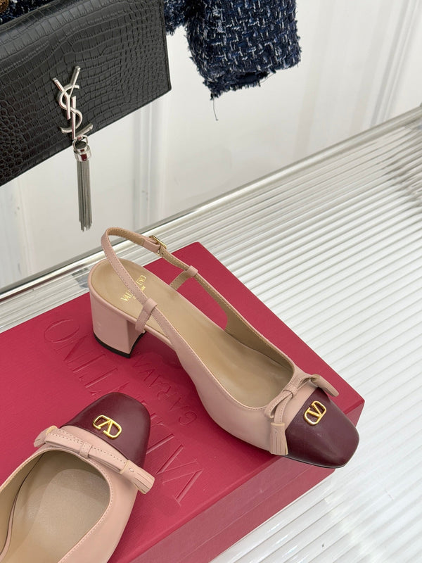 Valet Du Roi Kidskin Slingback 6cm Brown Pink Sheepskin 702242