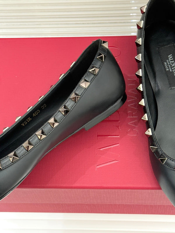 Valentino Rockstud Ballet Flat Black Sheepskin 643000
