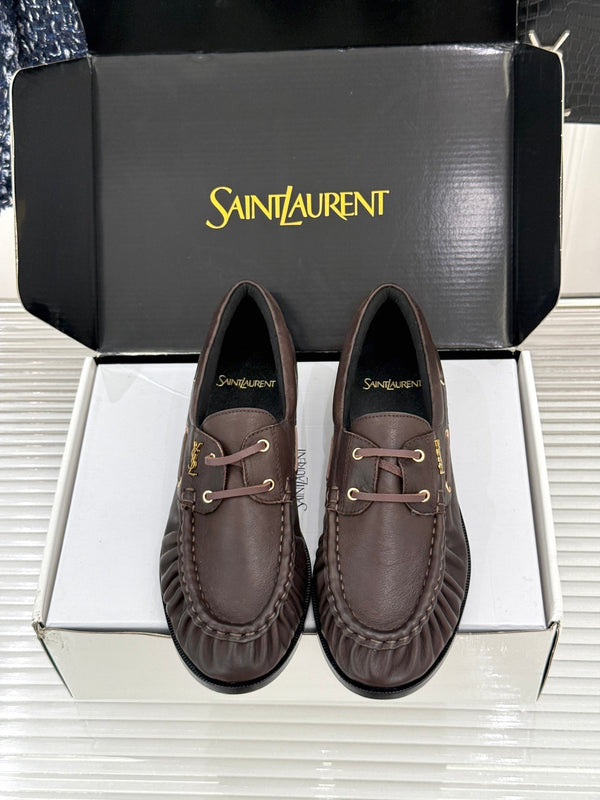 YSL 26s Le Bateau Loafer Dark Brown Calfskin 992284