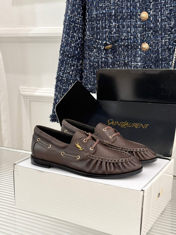 YSL 26s Le Bateau Loafer Dark Brown Calfskin 992284