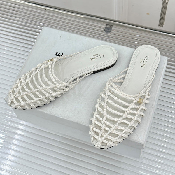 CE 26s Scoobie Braided Mules White Lambskin 991452