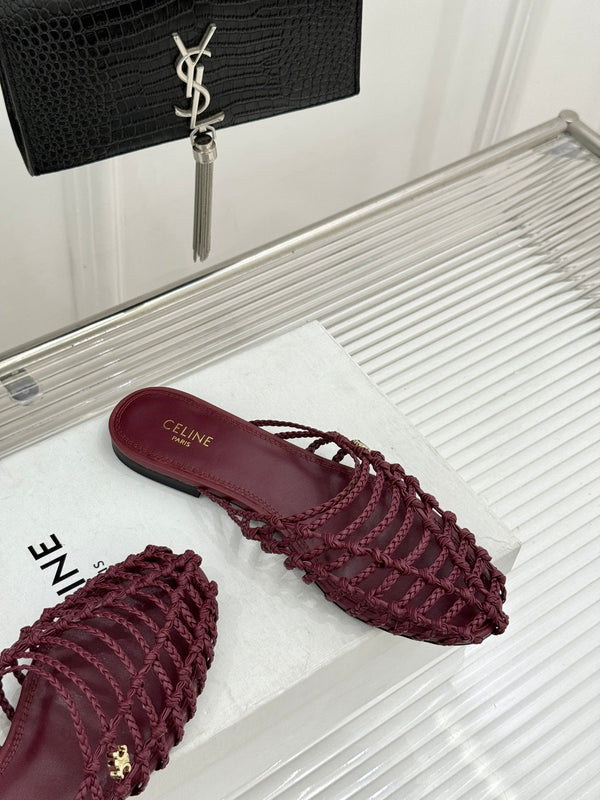 CE 26s Scoobie Braided Mules Burgundy Lambskin 991453