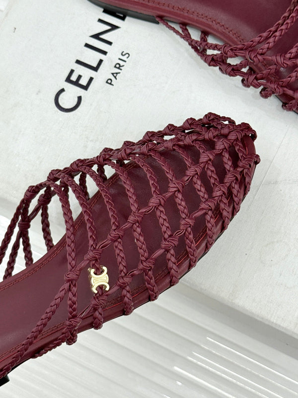 CE 26s Scoobie Braided Mules Burgundy Lambskin 991453