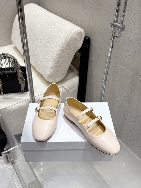 Celine 25 Ballet Flat Beige Cowhide 554202
