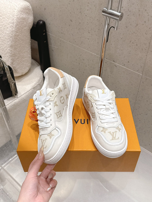 LV Stadium Sneaker White Cream Denim Cowhide 610789