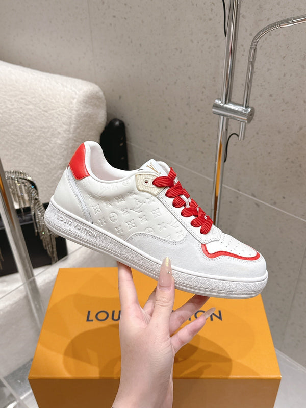 LV Trainer Sneaker White Mix Red Cowhide Suede 610805