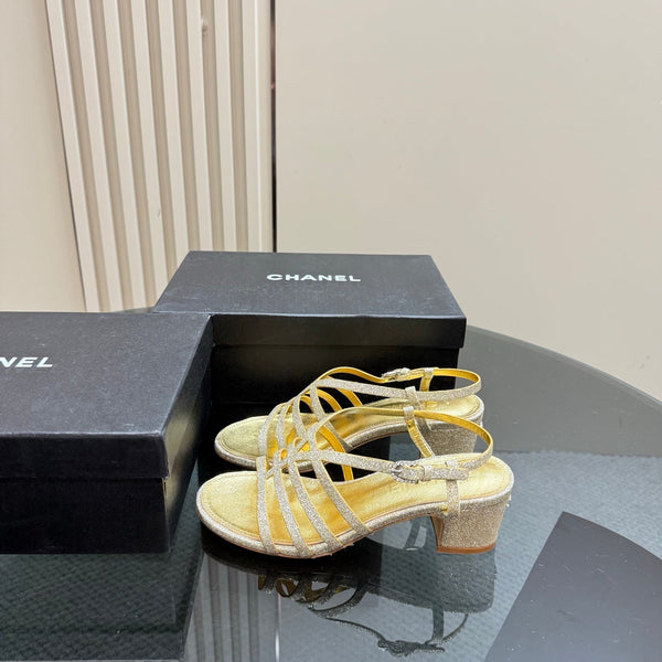 CC 25 Sandal Heels Gold Sheepskin 239418