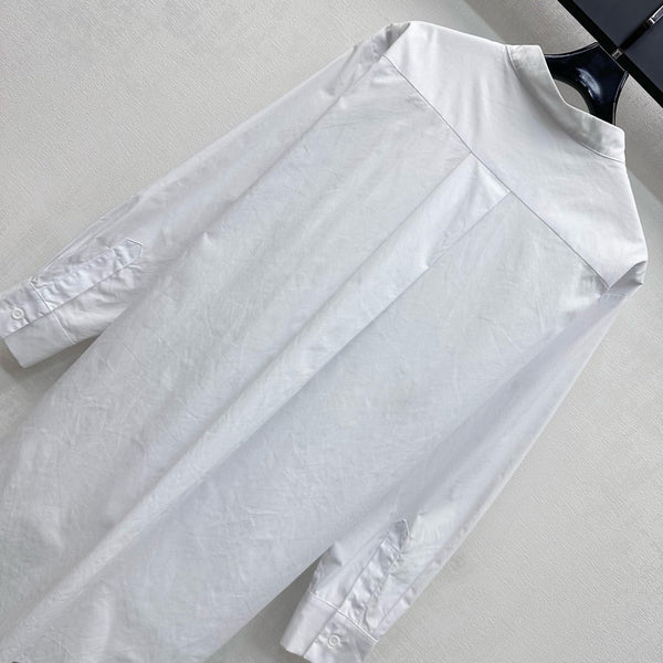 CD SS26 Broadcloth Long Stand Collar Shirt White Polyester 351870