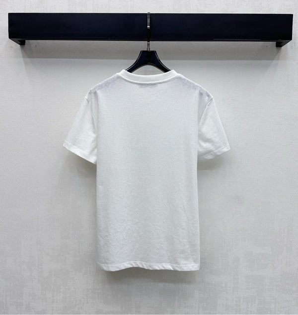 CD SS26 Fitted T-Shirt Green Dior Clover Motif White Cotton 351003