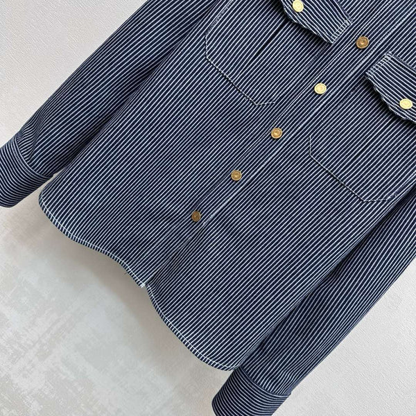 Zimmermann Patience Striped Denim Shirt Twill Cotton 350329