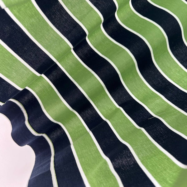 Prada Crew Neck Striped Block T-Shirt Blue Fern Green Cotton 350365