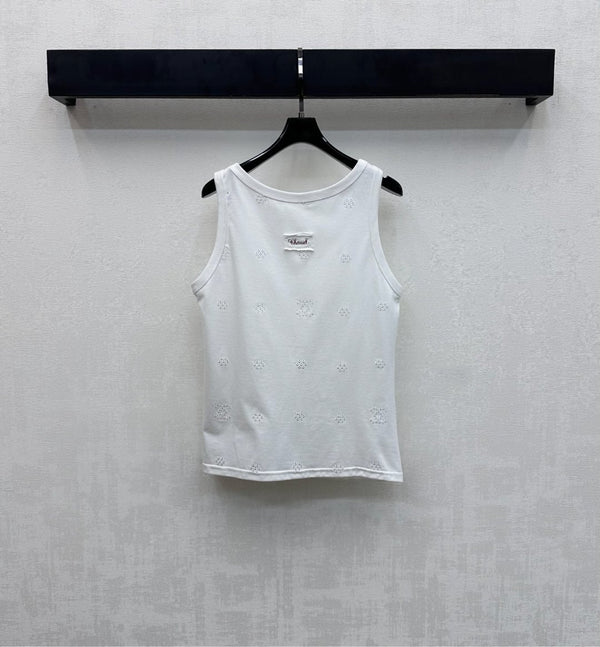 CC SS26 Laser Embroidered Tank Top White Cotton 350323