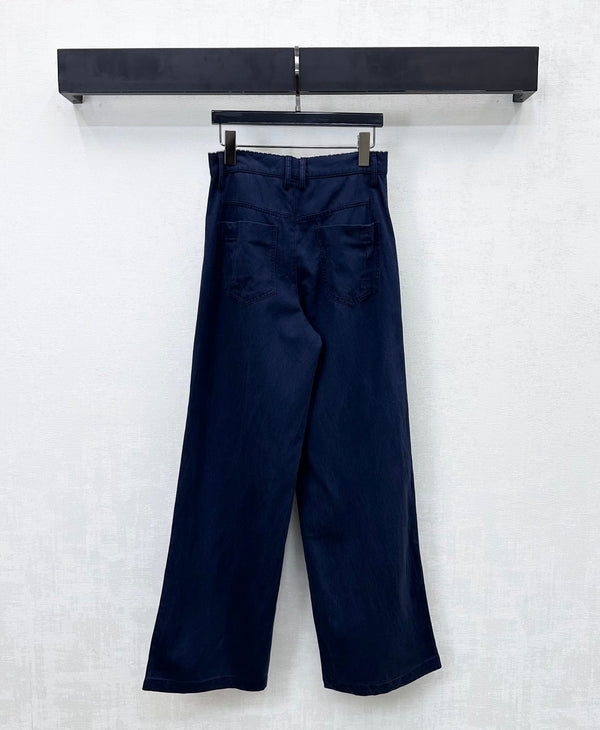 Miu Logo Jeans Dark Navy Cotton Lyocell 350212
