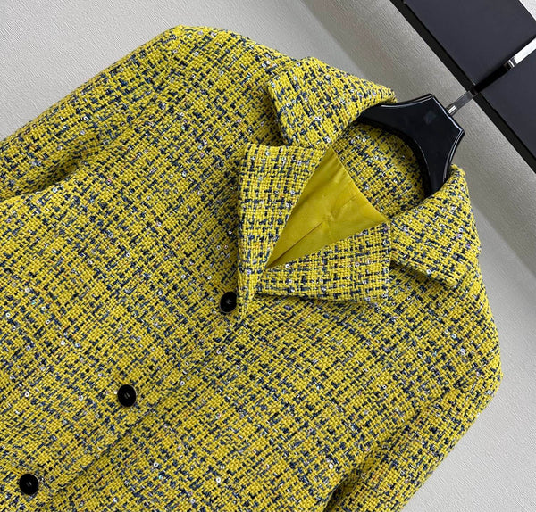 CC 26s Jacket Yellow Navy Blue Sliver Tweed 363984