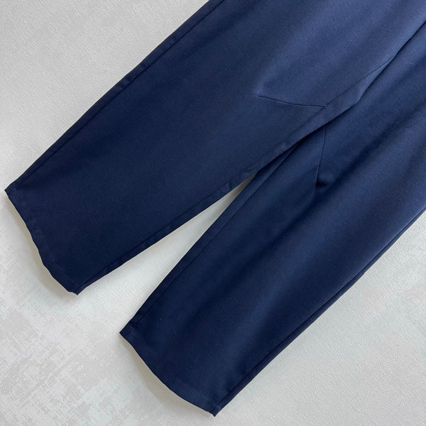 CC 26s Straight-Leg Trousers Navy Blue Linen Rayon Polyester 363902