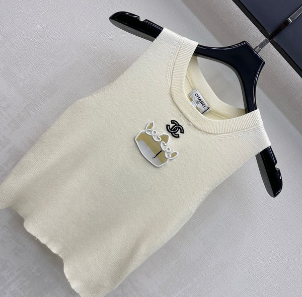 CC 26s Embroidered Openwork Ivory Wool Polyester 378379