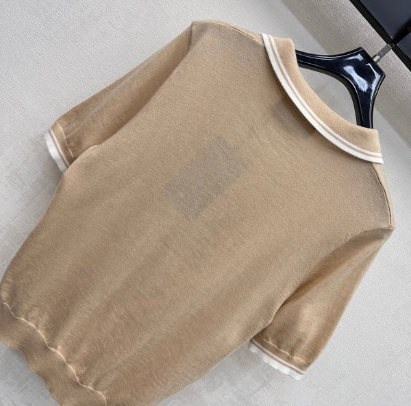 GG Polo Shirt Warm Taupe Cotton 378329