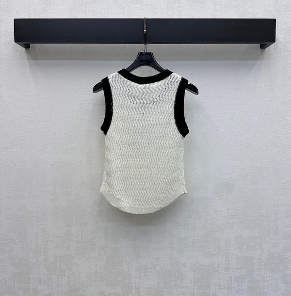 CC 26s Knit Vest White Wool Polyester 378379