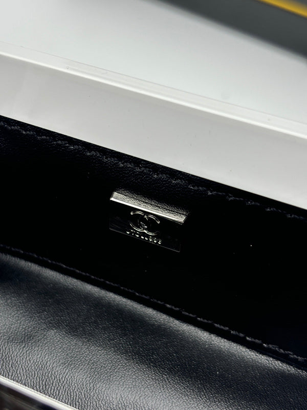 CC Evening Bag White Black Acrylic
