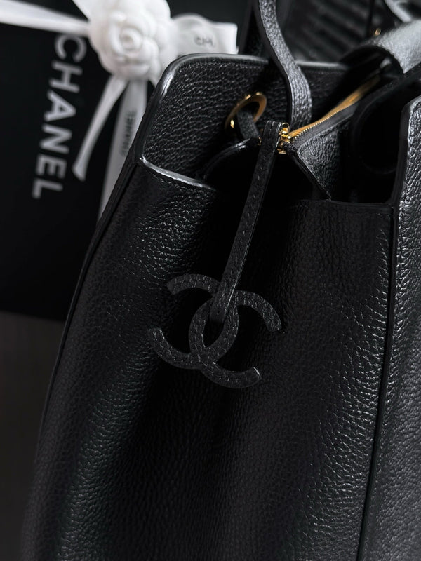Chane 2026 Large Shopping Bag 46cm Black Calfskin