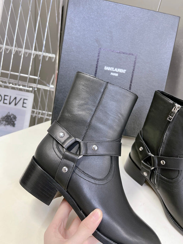 SL HARNESS BOOTS BLACK CALFSKIN