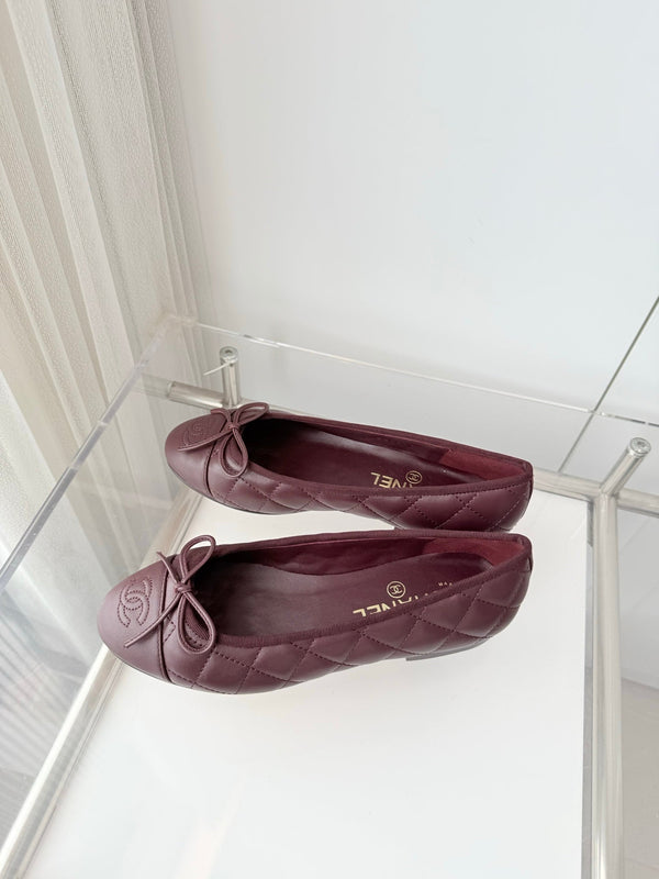 Chanel 2026 Ballet Flat Burgundy Quited Lambskin 697392