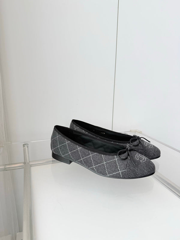 Chanel 2026 Ballet Flat Grey Denim 697395