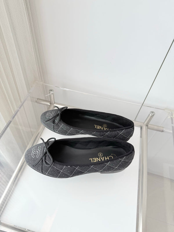 Chanel 2026 Ballet Flat Grey Denim 697395