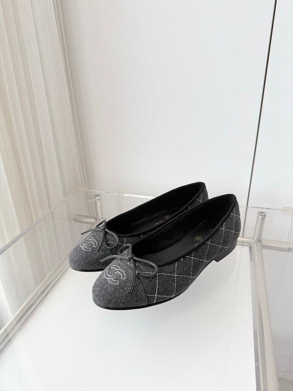Chanel 2026 Ballet Flat Grey Denim 697395