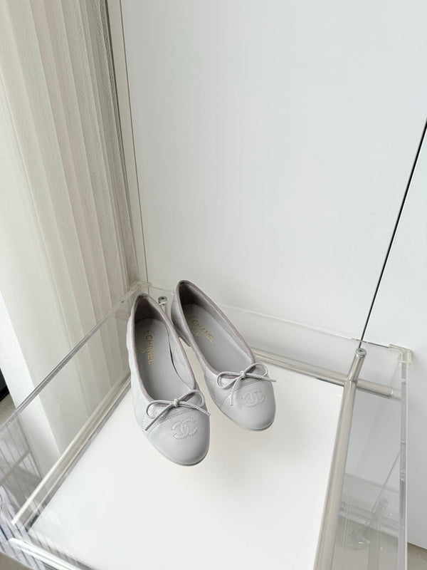 Chanel 2026 Ballet Flat Grey Quited Lambskin 697405