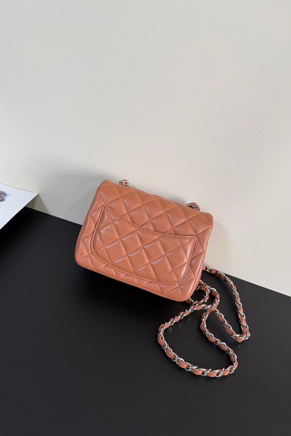 CC Flap Bag 17cm Brown Brick Sheepskin SHW 284818
