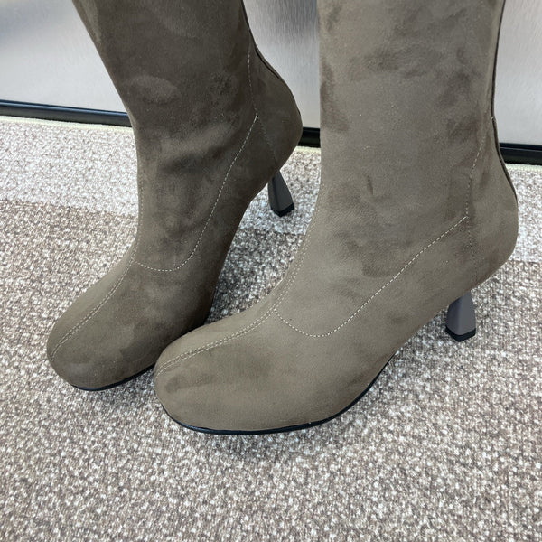 HM High Boots 75mm In Brown Umber Suede 975154