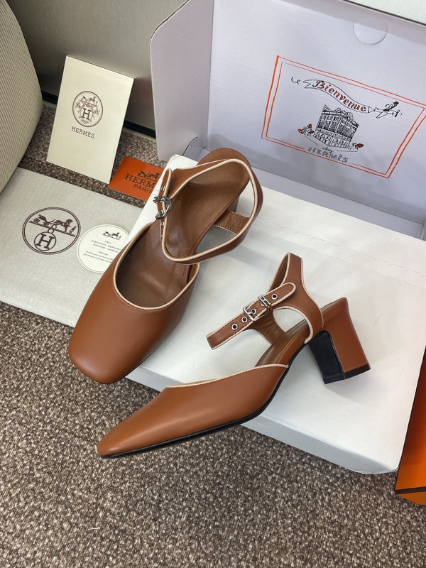 HM 25 Kleo Slingback 6cm Brown Calfskin 372951