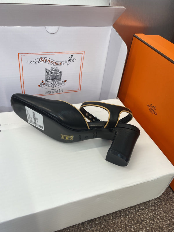 HM 25 Kleo Slingback 6cm Black Calfskin 372954