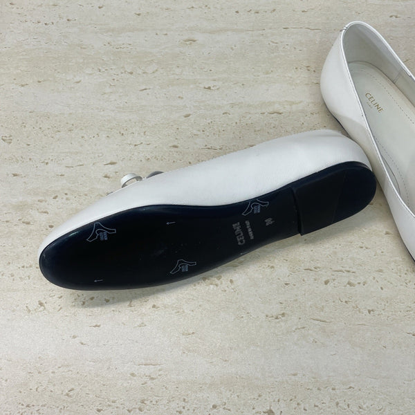CL 26s Ballet Flats In White Lambskin With Bow