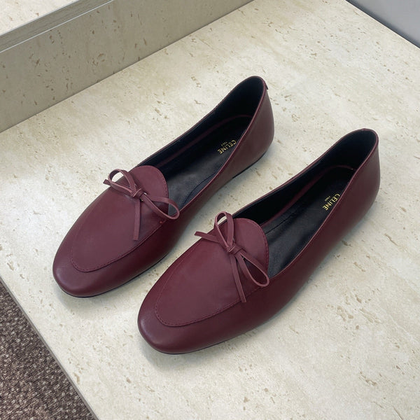 CL 26s Ballet Flats In Dark Red Lambskin With Bow