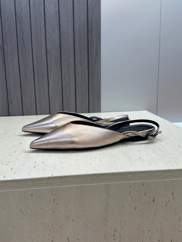 HM Nicoletta Slingback Flat Sliver Calfskin 830184