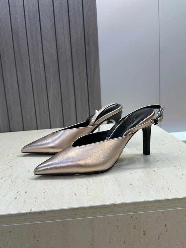 HM Nicoletta Slingback 9cm Sliver Calfskin 830196