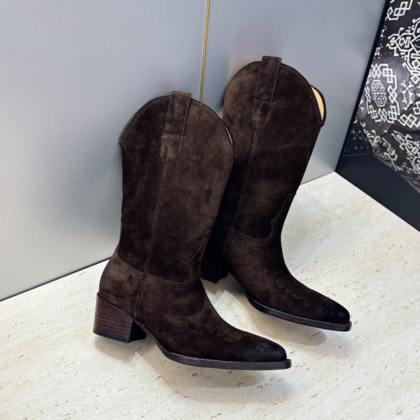 CE 26s Mid-Calf Boots 4.5cm Brown Suede 959455