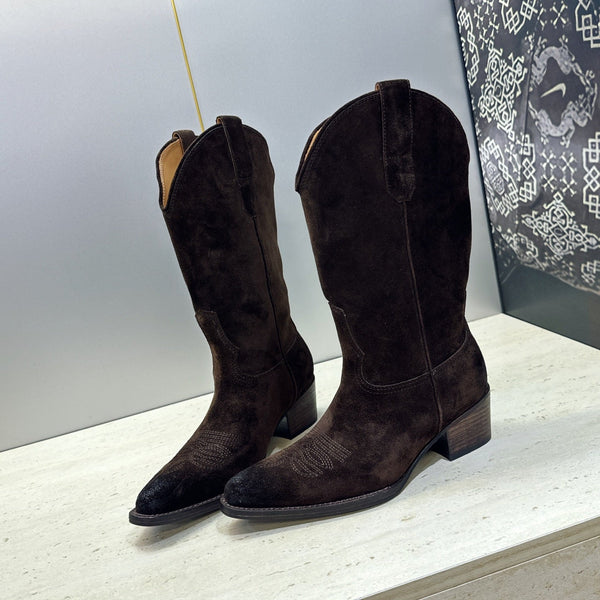 CE 26s Mid-Calf Boots 4.5cm Brown Suede 959455