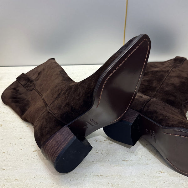CE 26s Mid-Calf Boots 4.5cm Brown Suede 959455