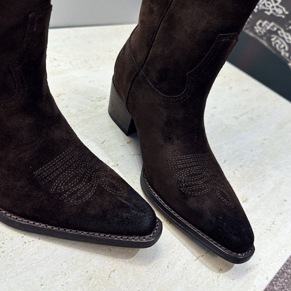 CE 26s Mid-Calf Boots 4.5cm Brown Suede 959455