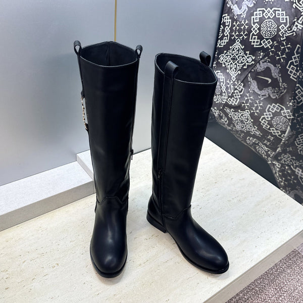 CD Haute Couture Heel Knee-High Boots 2.5cm Calfskin 959601