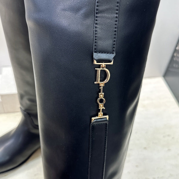 CD Haute Couture Heel Knee-High Boots 2.5cm Calfskin 959601