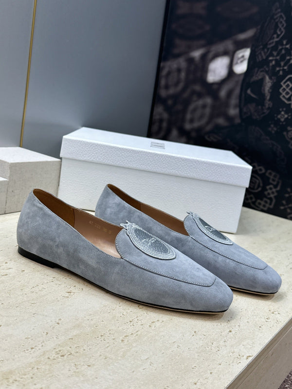 CD 26s Médaillon Loafers Denim Blue Suede 118459