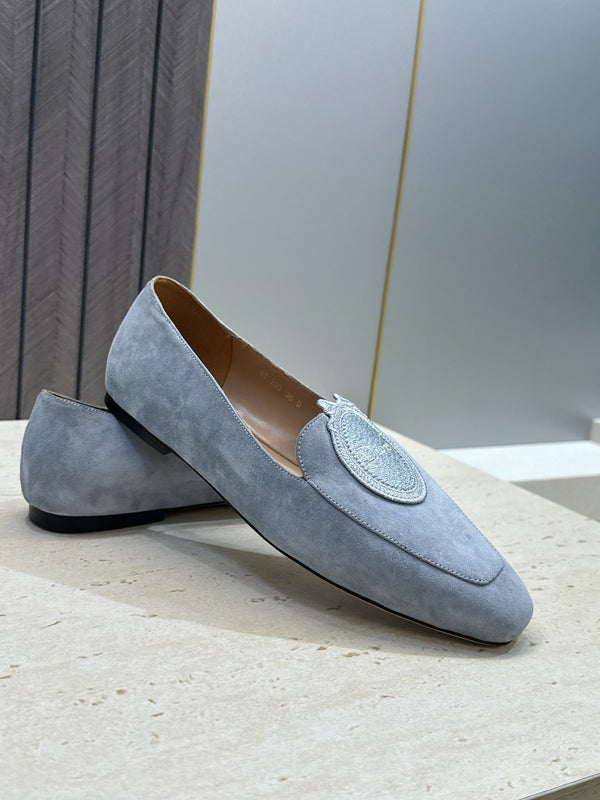CD 26s Médaillon Loafers Denim Blue Suede 118459